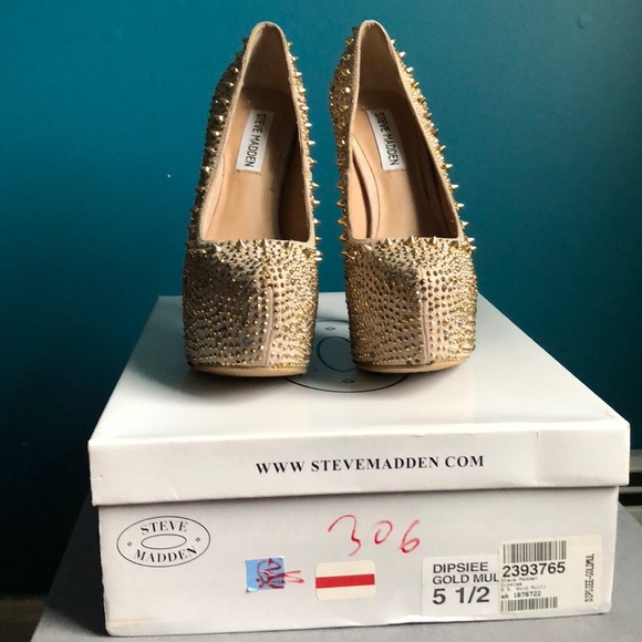 Steve Madden dipsee spiked gold and tan heel - Picture 7 of 7